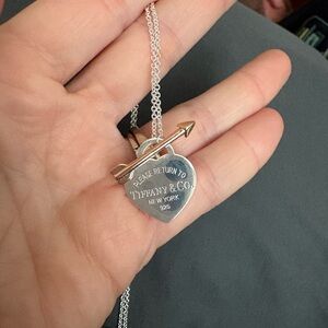 Silver Heart Necklace with Gold Arrow
